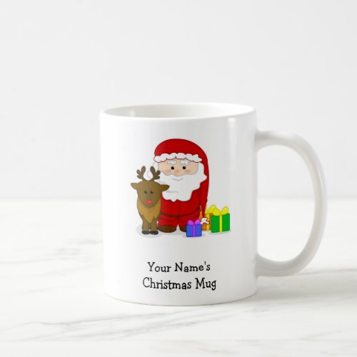 Personalized Christmas Mug - Santa and Reindeer