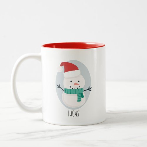 Personalized Christmas Mug Snowman Two_Tone Coffee Mug