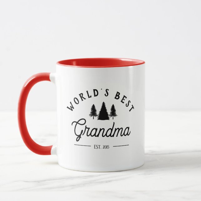 Personalized Christmas Mug, World's Best Grandma Mug (Left)