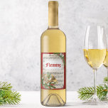 Personalized Christmas Music French Horn Wine Label<br><div class="desc">Personalize this holiday wine label for a Christmas party or a gift for a music lover. The French horn is decorated for Christmas with greenery,  berries and flowers,  with a backdrop of a vintage sheet music scroll. A red metallic border completes the festive holiday design.</div>