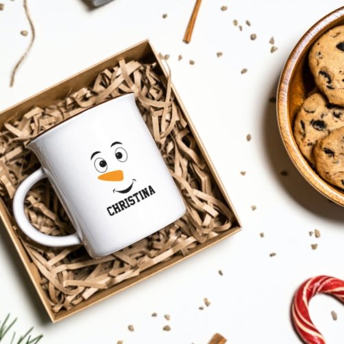 Personalized Christmas name mugsnowman face Coffe Coffee Mug