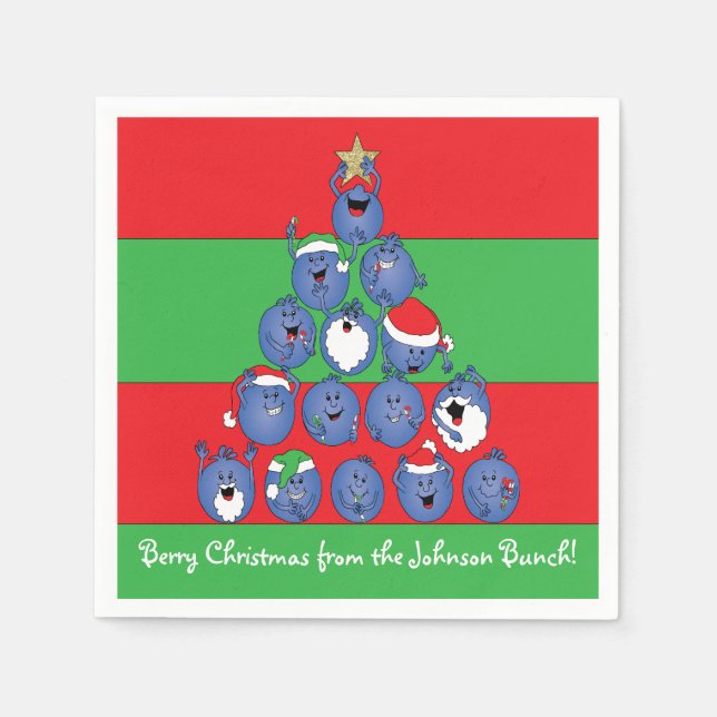 Personalized Christmas Napkins "Berry Christmas" (Front)