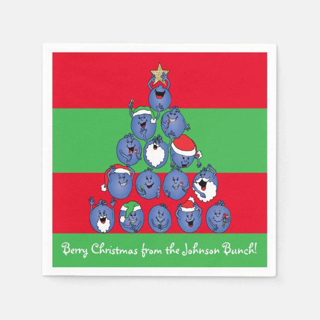 Personalized Christmas Napkins "Berry Christmas" (Front)