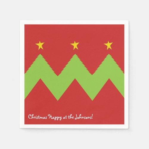 Personalized Christmas Napkins Chevron Trees