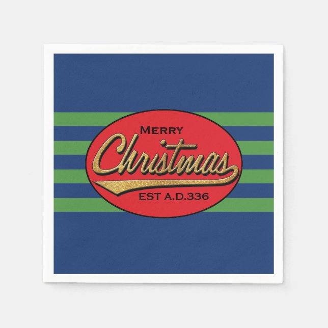 Personalized Christmas Napkins "Retro Christmas" (Front)