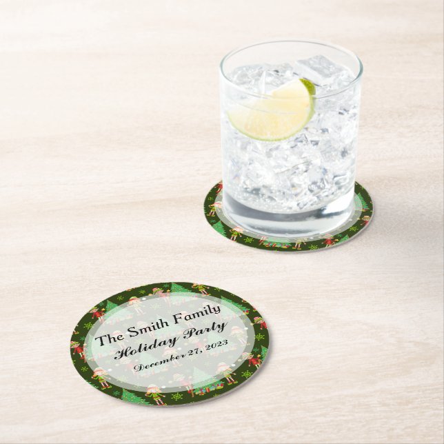 Personalized Christmas Napkins Round Paper Coaster (Insitu)