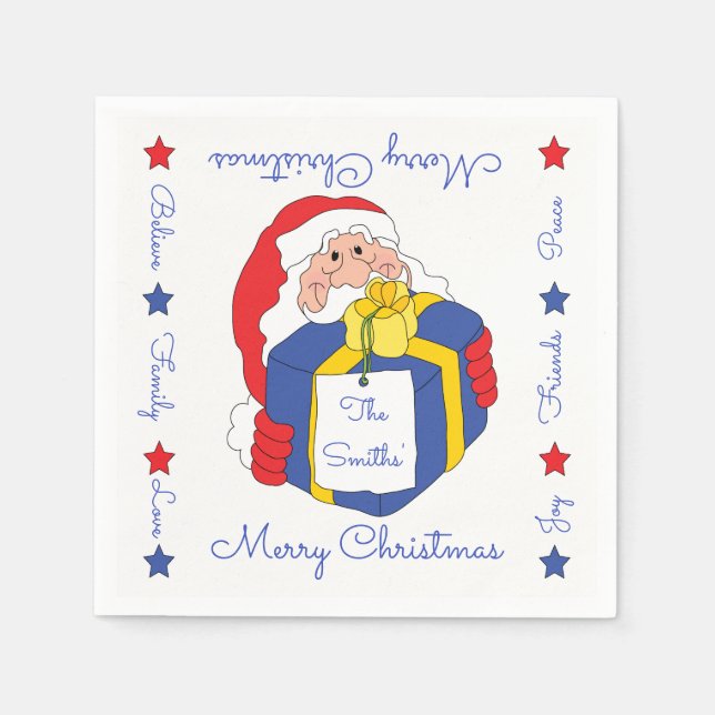 Personalized Christmas Napkins "Sanata Claus" (Front)