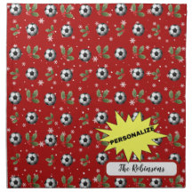Personalized Christmas Napkins Soccer Christmas