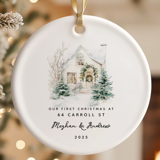 Personalized Christmas New Home Ceramic Ornament (Creator Uploaded)