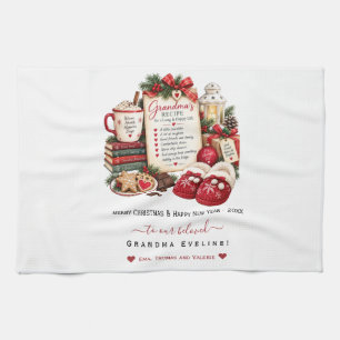 Personalized Christmas & New Year Card for Grandma Kitchen Towel
