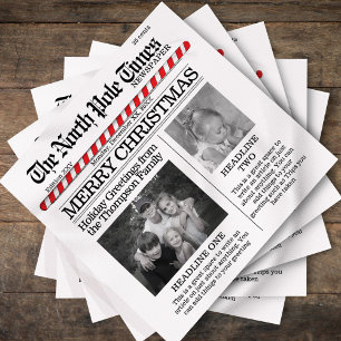 Personalized Christmas Newspaper Family Photo Napkins