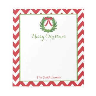 Personalized Christmas Notepad | Holiday Wreath