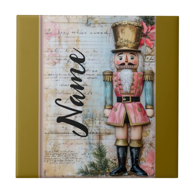 Personalized Christmas nutcracker Ceramic Tile (Front)