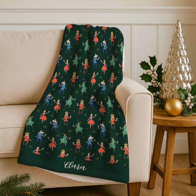 Personalized Christmas Nutcracker Cocktail Fleece Blanket (Creator Uploaded)