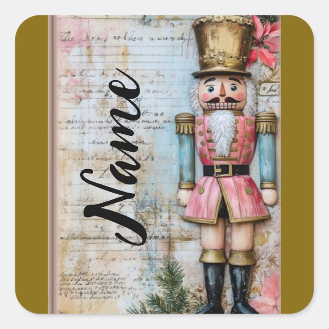 Personalized Christmas nutcracker Square Sticker (Front)