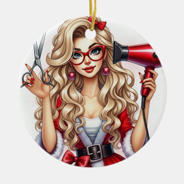 Personalized Christmas Ornament for Hairdresser (Front)