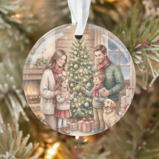 Personalized Christmas Ornament Watercolor Family 