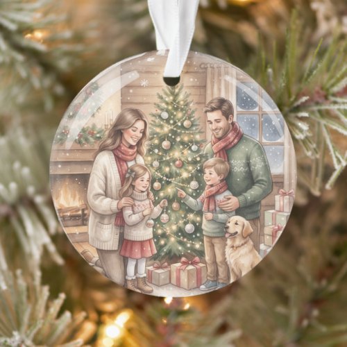 Personalized Christmas Ornament Watercolor Family