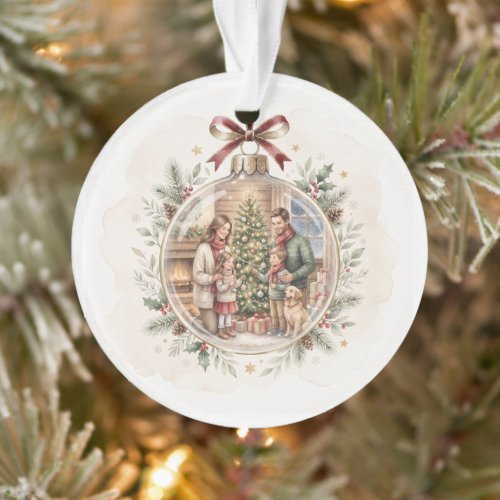Personalized Christmas Ornament Watercolor Family