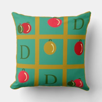 Personalized Christmas Ornamental Squares on Green
