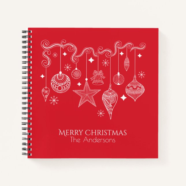 Personalized Christmas Ornaments Guestbook Notebook (Front)