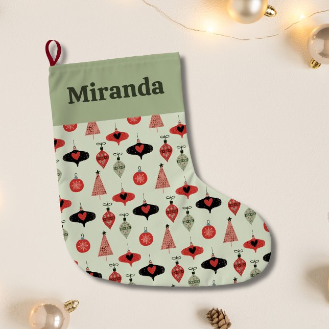 Personalized Christmas Ornaments Pattern Large Christmas Stocking (Personalized Christmas Ornaments Pattern Large Christmas Stocking)