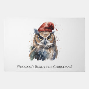 Personalized Christmas Owl Front Porch Doormat