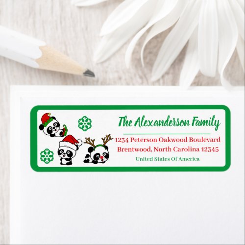 Personalized Christmas Pandas Address Labels