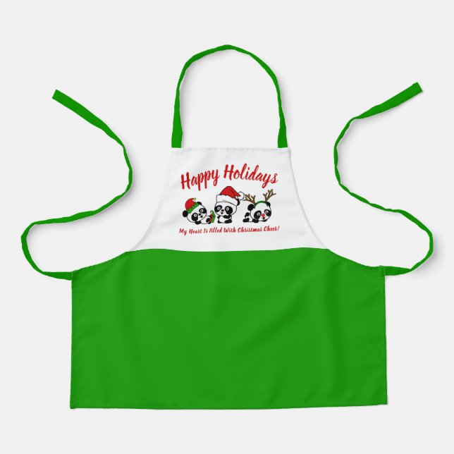 Personalized Christmas Pandas Apron (Front)