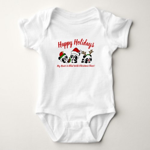 Personalized Christmas Pandas Baby Bodysuit