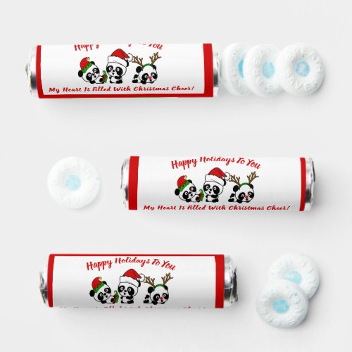 Personalized Christmas Pandas Breath Savers Mints