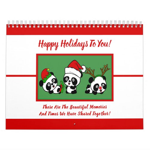 Personalized Christmas Pandas Calendar