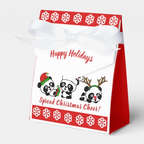 Personalized Christmas Pandas Christmas Favor Boxes