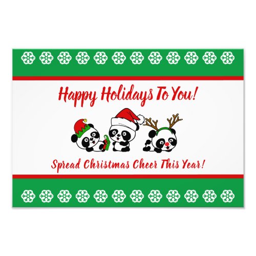 Personalized Christmas Pandas Christmas Photo Print