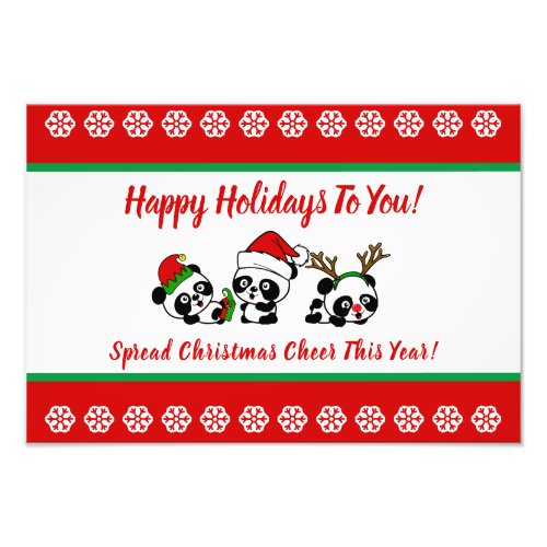 Personalized Christmas Pandas Christmas Photo Print