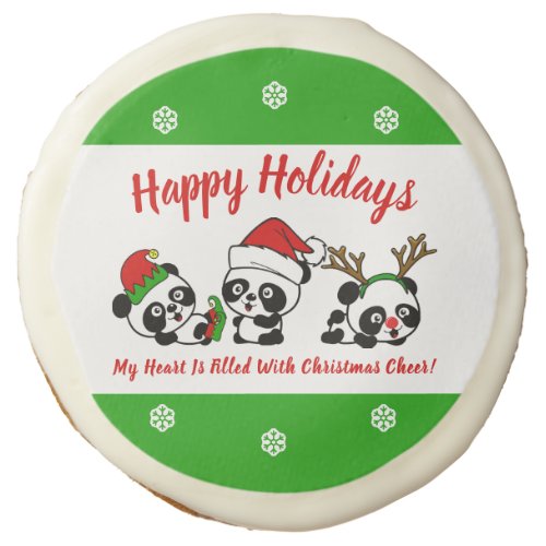Personalized Christmas Pandas Christmas Sugar Cookie