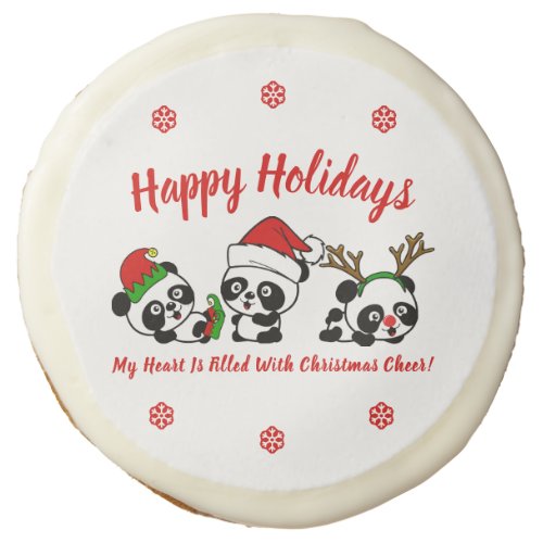 Personalized Christmas Pandas Christmas Sugar Cookie