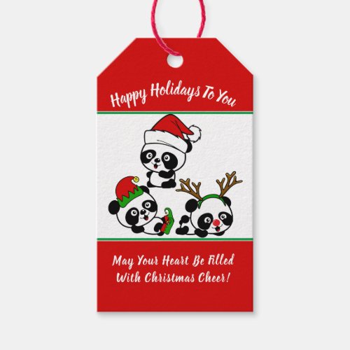 Personalized Christmas Pandas Gift Tags