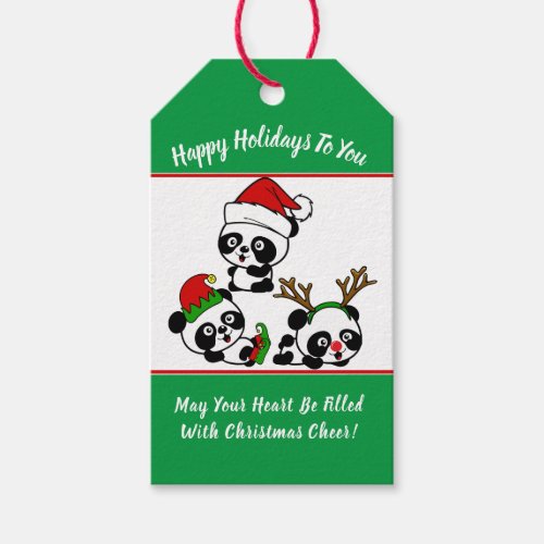 Personalized Christmas Pandas Gift Tags