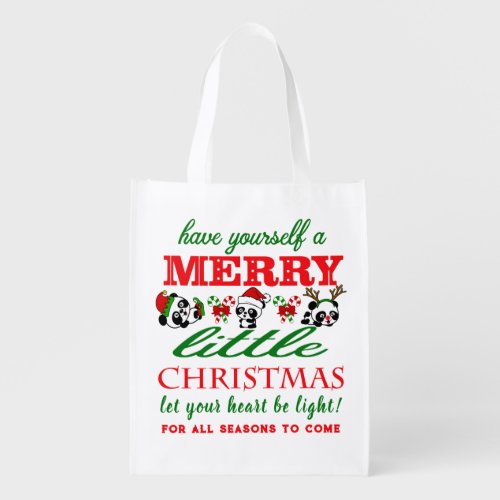 Personalized Christmas Pandas Grocery Bag