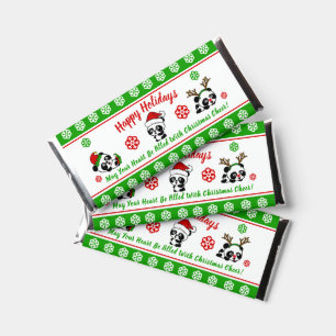 Personalized Christmas Pandas Hershey Bar Favors
