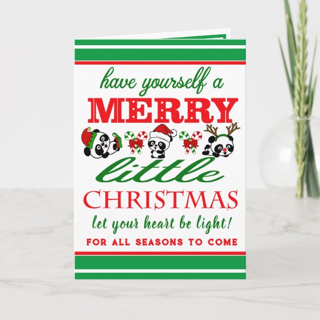 Personalized Christmas Pandas Holiday Card (Front)