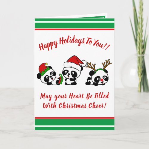 Personalized Christmas Pandas Holiday Card