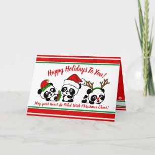 Personalized Christmas Pandas Holiday Card