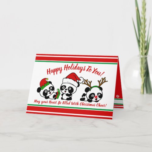 Personalized Christmas Pandas Holiday Card