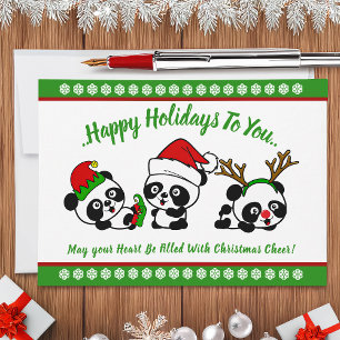 Personalized Christmas Pandas Holiday Card