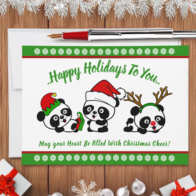 Personalized Christmas Pandas Holiday Card (Creator Uploaded)