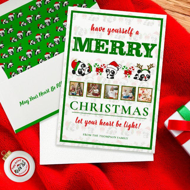 Personalized Christmas Pandas Holiday Card (Creator Uploaded)