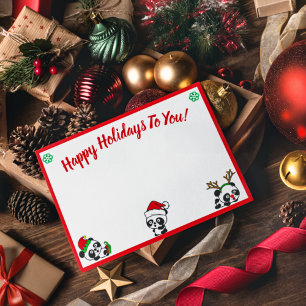 Personalized Christmas Pandas Holiday Envelopes