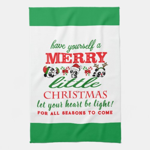 Personalized Christmas Pandas Kitchen Towel